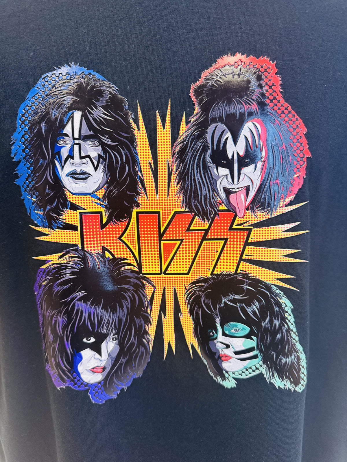 KISS Official Band T-Shirt | Exploding Pop Art Faces Graphic Tee