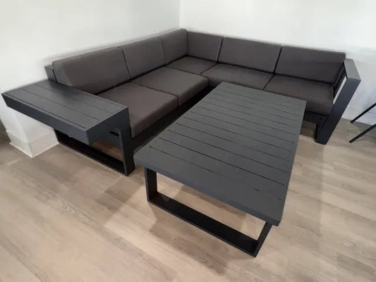 75% CLOSEOUT DISCOUNT "Manhattan Corner Unit", a 4 Piece Set with Attached Side Table