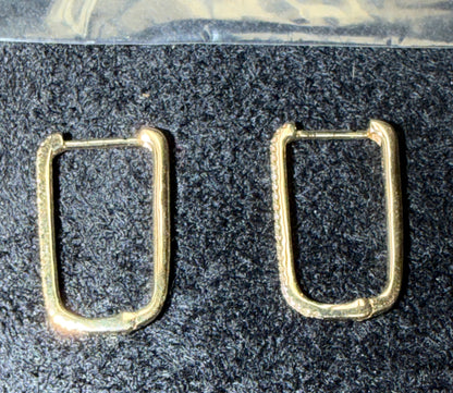 ITEM#11 - 14K Yellow Gold Slim Rectangular Pave Diamond Huggie Hoop Earrings