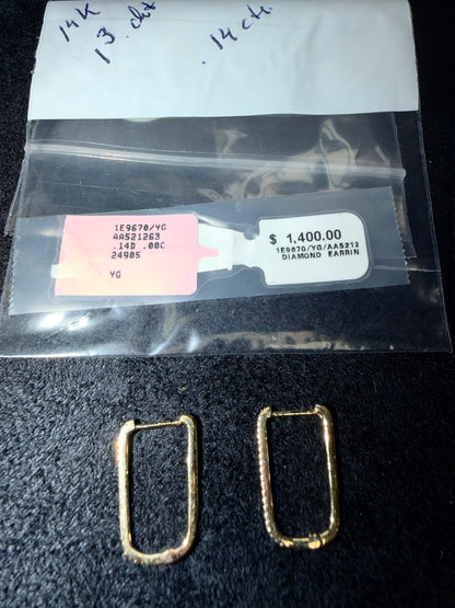 ITEM#11 - 14K Yellow Gold Slim Rectangular Pave Diamond Huggie Hoop Earrings