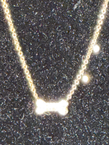 ITEM#13 - 14K Gold Pavé Diamond Dog Bone Pendant Necklace