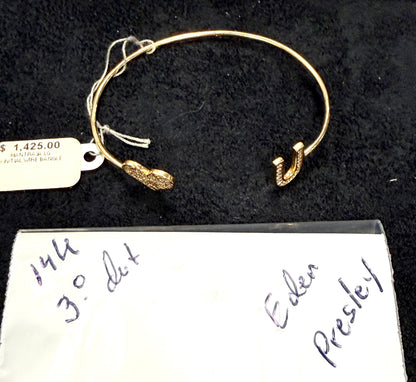 ITEM#16 -Eden Presley 14K Gold Pavé Diamond "Heart & U" Mantra Wire Bangle