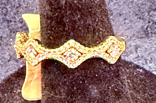 ITEM #17- Eden Presley 14K Gold Pavé Diamond Textured Marquise Cluster Band