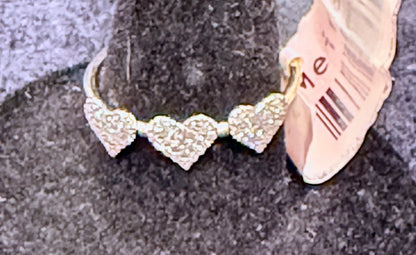 ITEM#28 - Meira T 14K Gold Pavé Diamond Triple Heart Station Ring