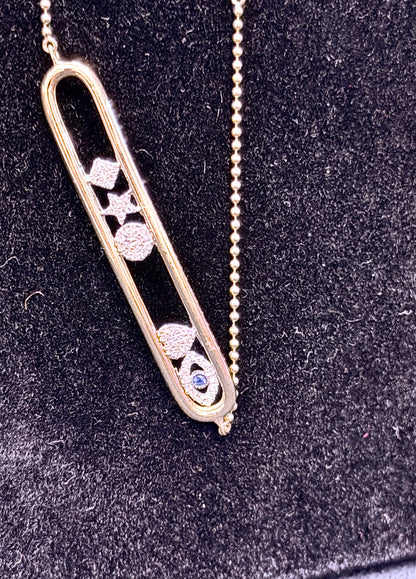 ITEM # 29 - 14K Gold Moving Multi-Charm Celestial Track ID Link Bracelet