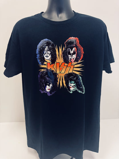 KISS Official Band T-Shirt | Exploding Pop Art Faces Graphic Tee